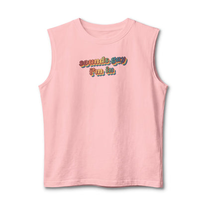 "Sounds Sexy, Pray Too" Muscle Tank — Retro Graphic Sleeveless Tee