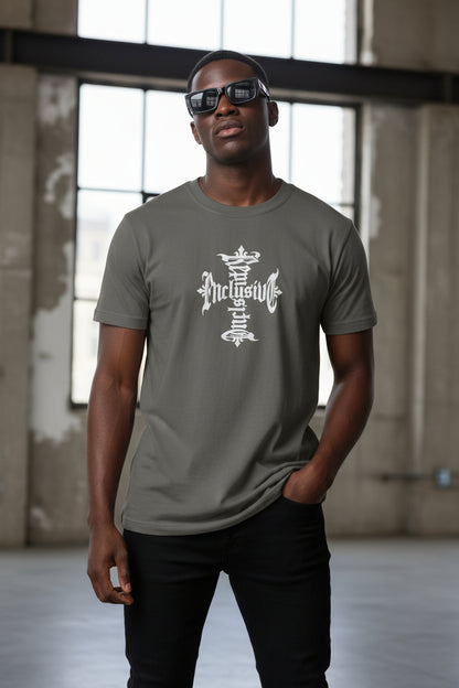T-Shirt — Gothic Cross "Inclusive" Graphic