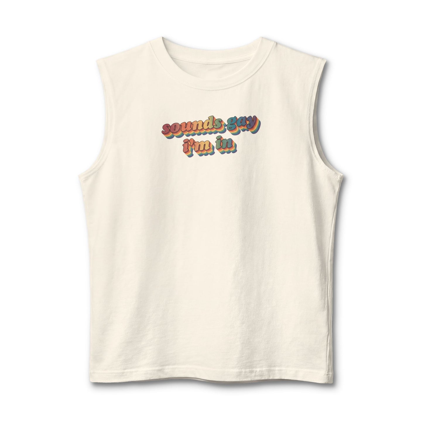 "Sounds Sexy, Pray Too" Muscle Tank — Retro Graphic Sleeveless Tee