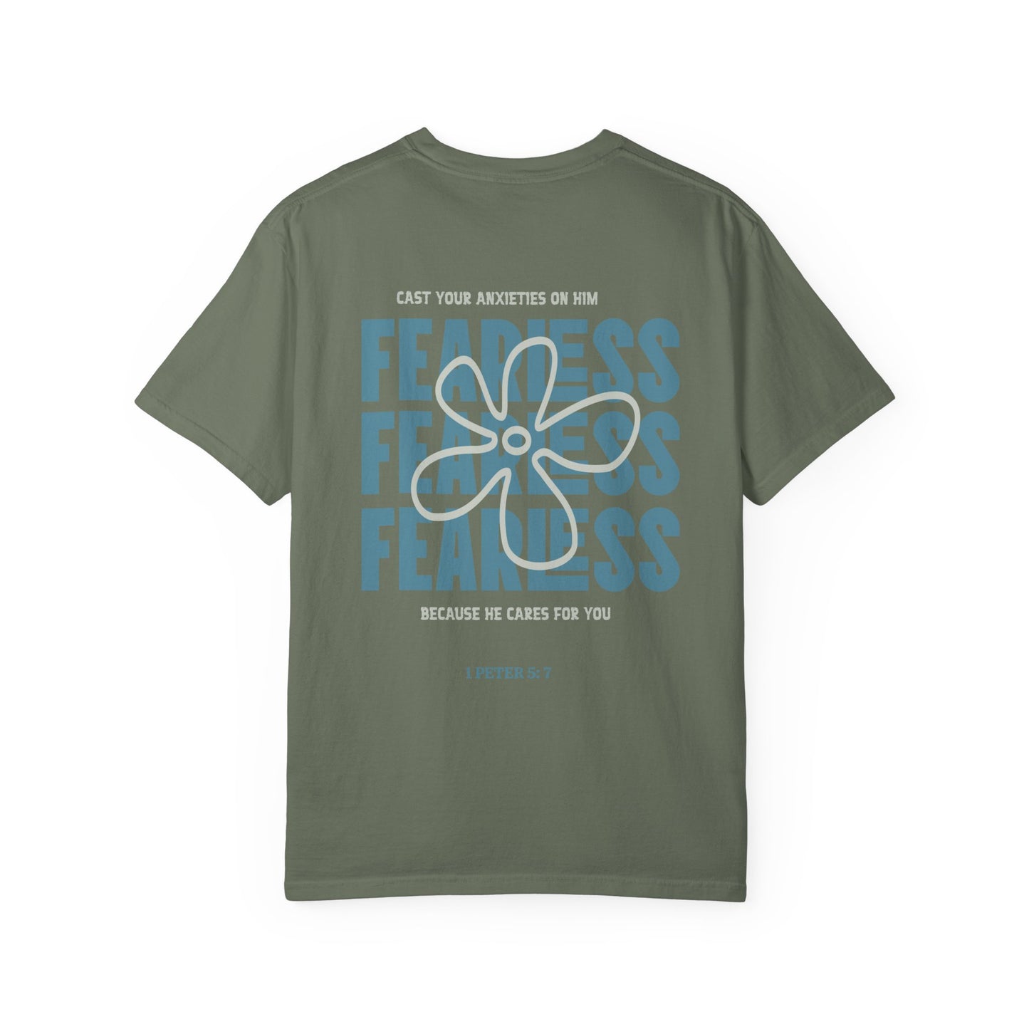 Fearless Faith T-Shirt — 'Fearless' Graphic Christian Tee (1 Peter 5:7)