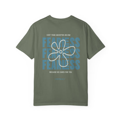 Fearless Faith T-Shirt — 'Fearless' Graphic Christian Tee (1 Peter 5:7)