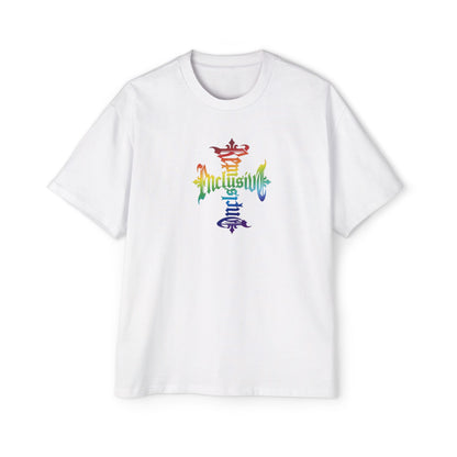 Inclusive Pride Tee — Rainbow Gothic Cross Graphic Oversized T‑Shirt