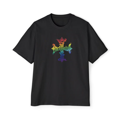 Inclusive Pride Tee — Rainbow Gothic Cross Graphic Oversized T‑Shirt