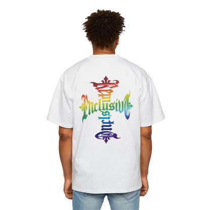 Inclusive Pride Tee — Rainbow Gothic Cross Graphic Oversized T‑Shirt