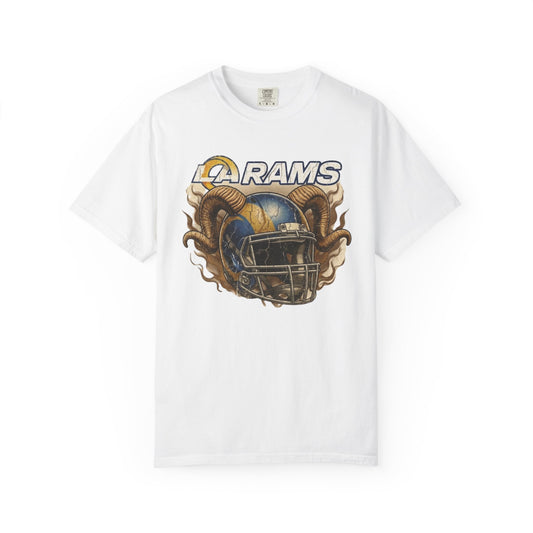 Rams Football Helmet Tee — "Whose House? Rams House" Graphic T-Shirt