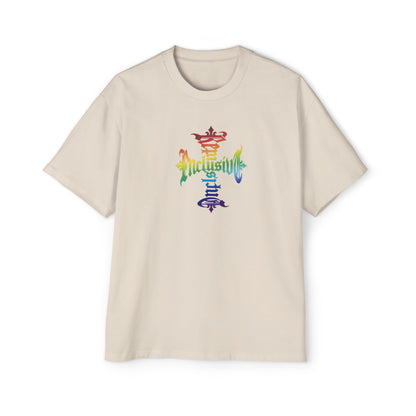 Inclusive Pride Tee — Rainbow Gothic Cross Graphic Oversized T‑Shirt