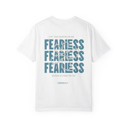 Fearless Faith T-Shirt — 'Fearless' Graphic Christian Tee (1 Peter 5:7)