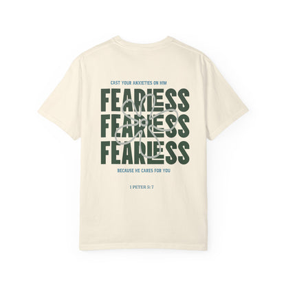 Fearless Faith T-Shirt — 'Fearless' Graphic Christian Tee (1 Peter 5:7)