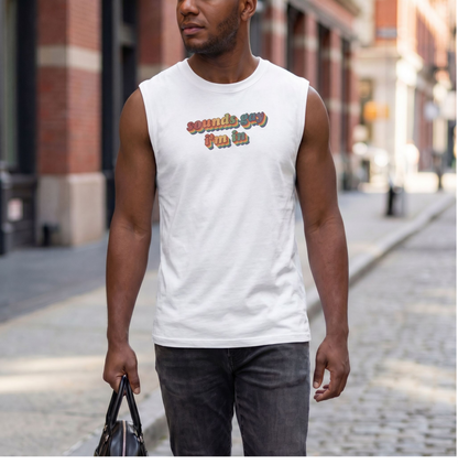 "Sounds Sexy, Pray Too" Muscle Tank — Retro Graphic Sleeveless Tee